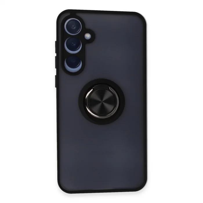 Samsung Galaxy A25 5g Kılıf Montreal Yüzüklü Silikon Kapak - Siyah