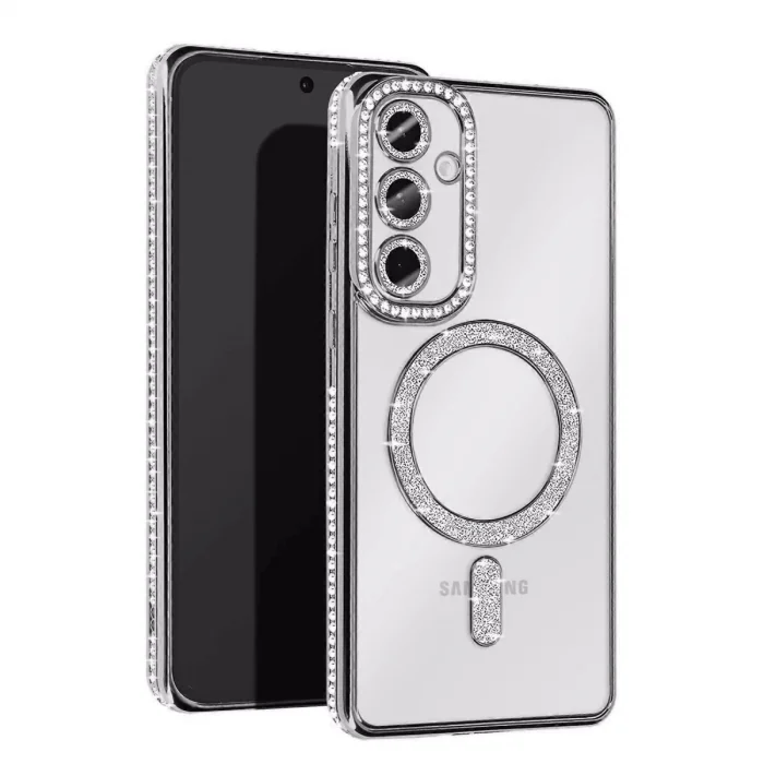 Samsung Galaxy A35 5g Joke Simli Magneticsafe Kılıf - Gümüş