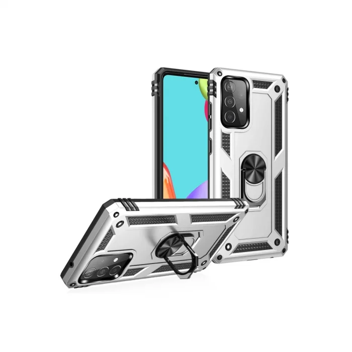 Samsung Galaxy A52 Kılıf Sofya Yüzüklü Silikon Kapak - Gümüş