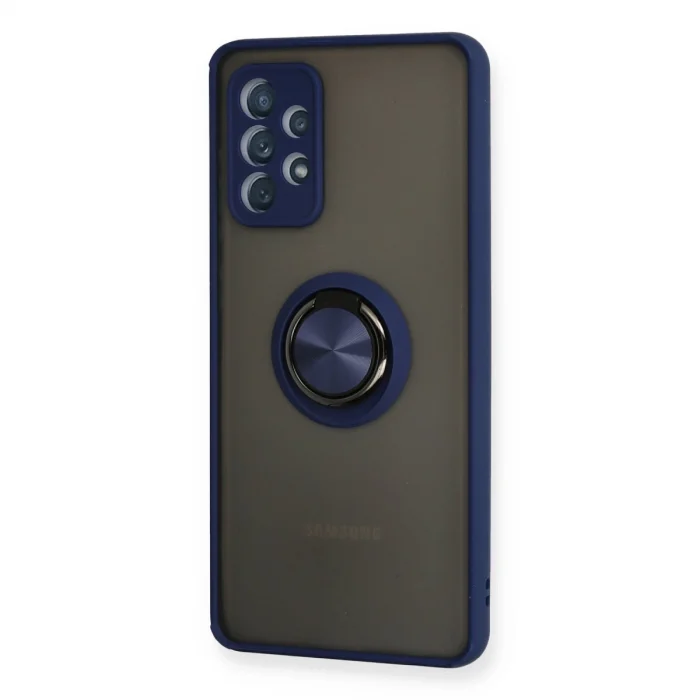 Samsung Galaxy A72 Kılıf Montreal Yüzüklü Silikon Kapak - Lacivert