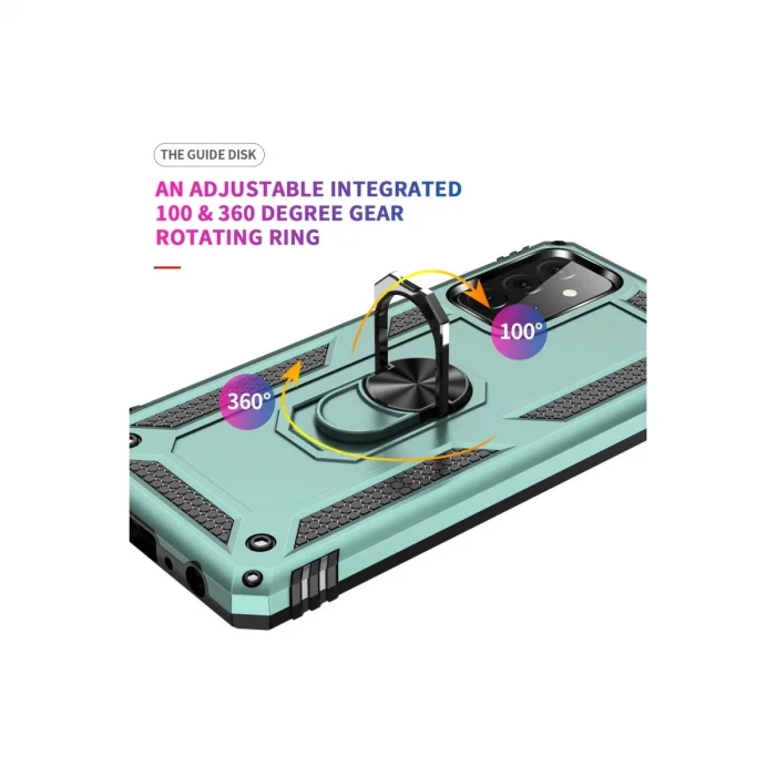 Samsung Galaxy A72 Kılıf Sofya Yüzüklü Silikon Kapak - Yeşil