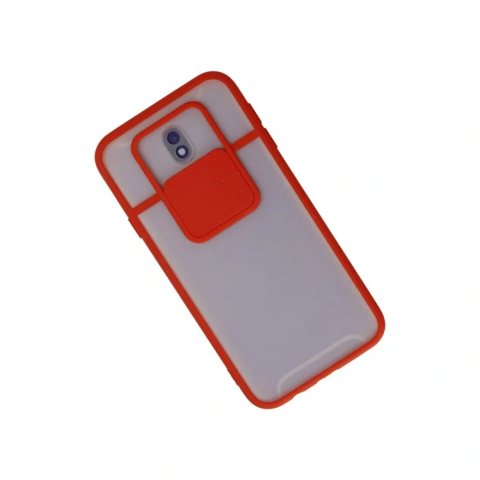 Samsung Galaxy J7 Pro / J730 Kılıf Palm Buzlu Kamera Sürgülü Silikon - Kırmızı