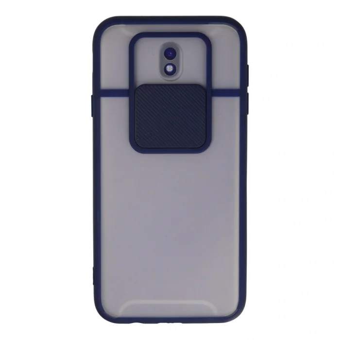 Samsung Galaxy J7 Pro / J730 Kılıf Palm Buzlu Kamera Sürgülü Silikon - Lacivert