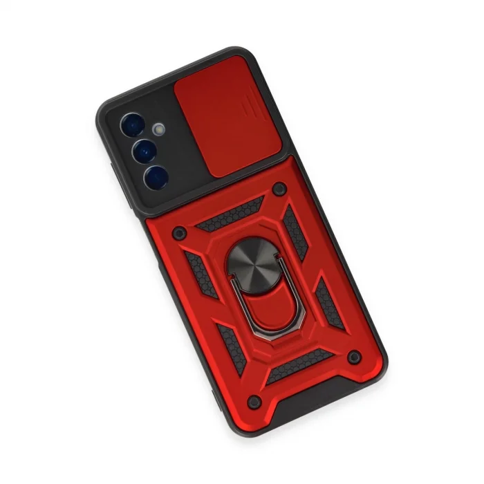 Samsung Galaxy M14 5g Kılıf Pars Lens Yüzüklü Silikon - Kırmızı