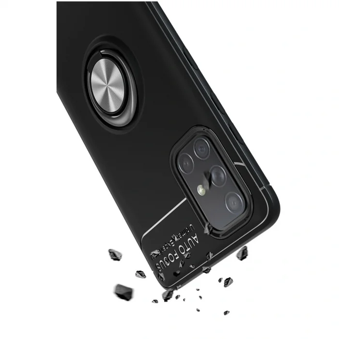 Samsung Galaxy M31s Kılıf Range Yüzüklü Silikon - Siyah-mavi