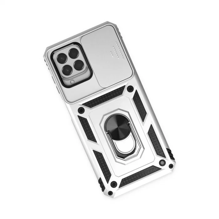 Samsung Galaxy M33 Kılıf Pars Lens Yüzüklü Silikon - Gümüş