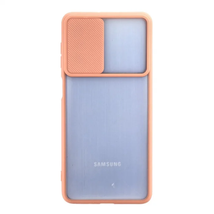 Samsung Galaxy M52 5g Kılıf Palm Buzlu Kamera Sürgülü Silikon - Pembe