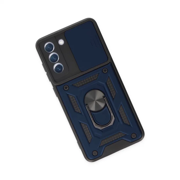 Samsung Galaxy S21 Fe Kılıf Pars Lens Yüzüklü Silikon - Lacivert