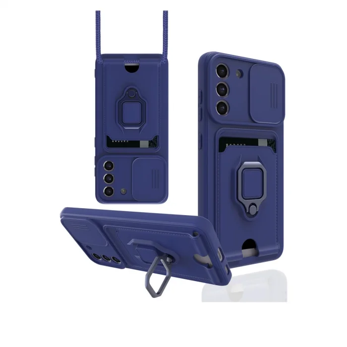 Samsung Galaxy S21 Fe Kılıf Zuma Kartvizitli Yüzüklü Silikon - Lacivert