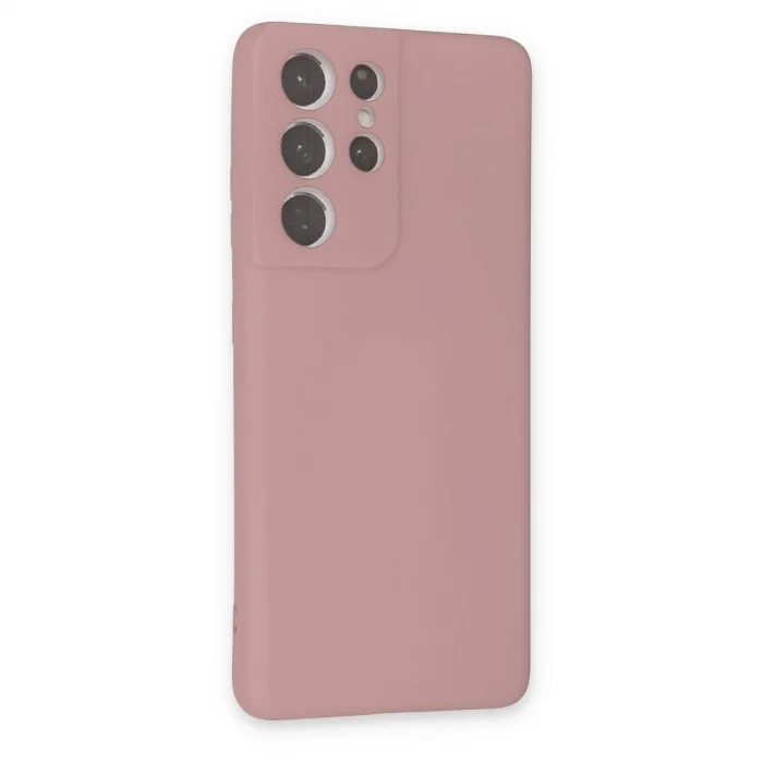 Samsung Galaxy S21 Ultra Kılıf Nano İçi Kadife Silikon - Pudra