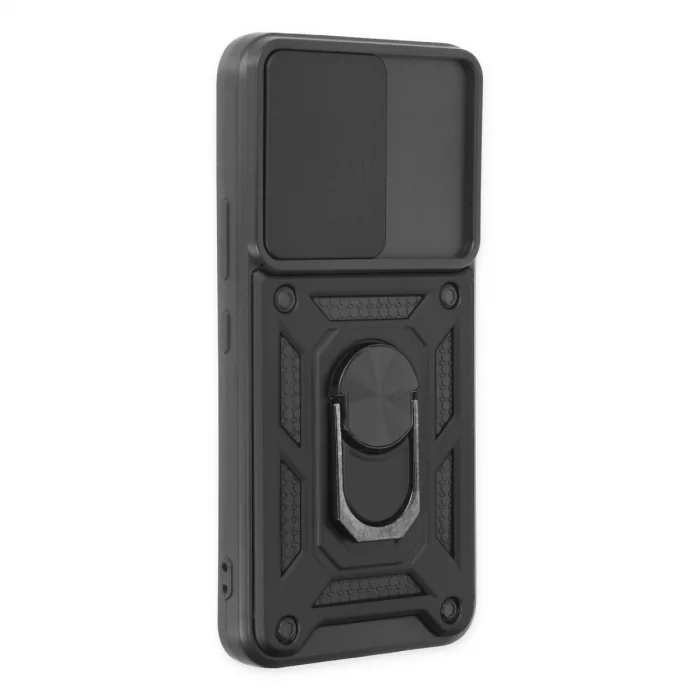 Samsung Galaxy S22 Kılıf Pars Lens Yüzüklü Silikon - Siyah