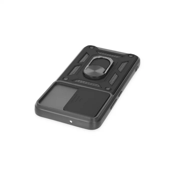 Samsung Galaxy S22 Kılıf Pars Lens Yüzüklü Silikon - Siyah