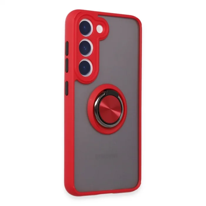 Samsung Galaxy S23 Kılıf Montreal Yüzüklü Silikon Kapak - Kırmızı
