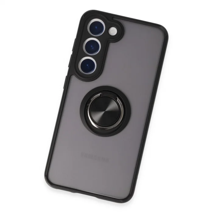 Samsung Galaxy S23 Kılıf Montreal Yüzüklü Silikon Kapak - Siyah