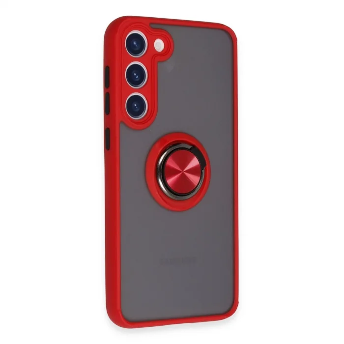 Samsung Galaxy S23 Plus Kılıf Montreal Yüzüklü Silikon Kapak - Kırmızı