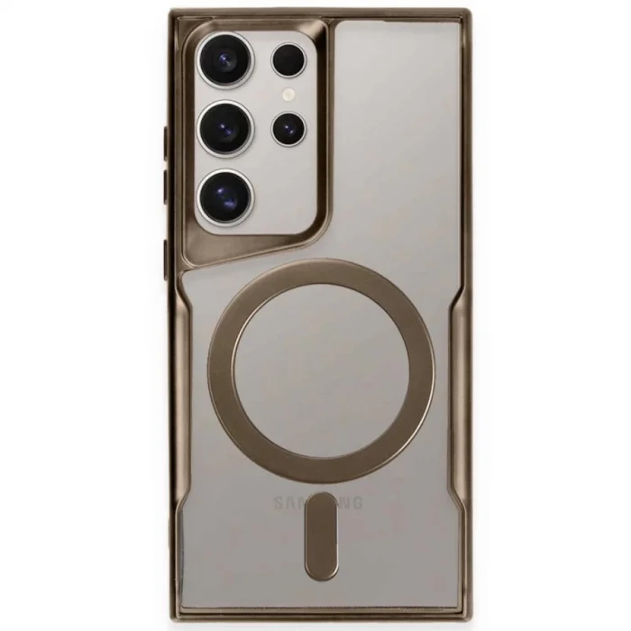 Samsung Galaxy S23 Ultra Kılıf Boyi Magsafe Silikon Kapak - Kahverengi