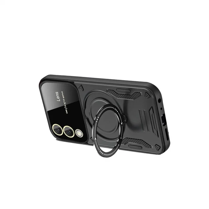 Samsung Galaxy S25 Edge Kılıf Joy Lens Standlı Kapak - Siyah