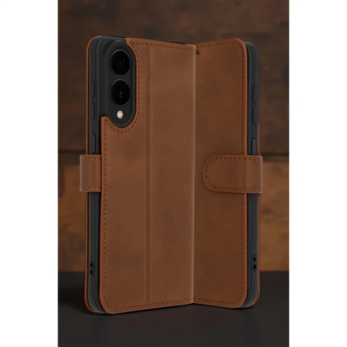 Samsung Galaxy S25 Edge Trend S Plus Kapaklı Kılıf - Taba