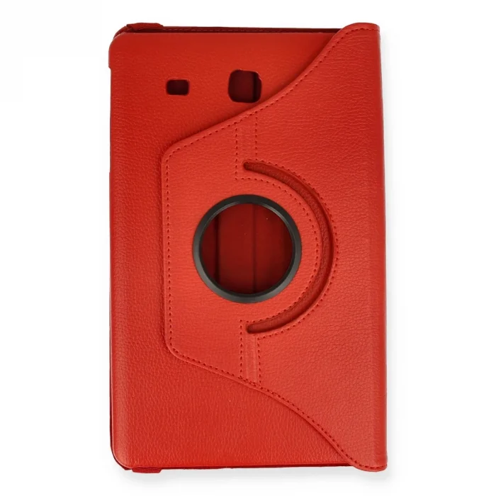Samsung Galaxy T560 Tab E 9.7 Kılıf 360 Tablet Deri Kılıf - Kırmızı