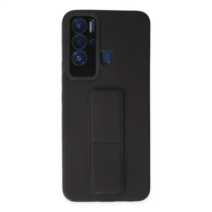 Tecno Pova Neo Kılıf Mega Standlı Silikon - Siyah