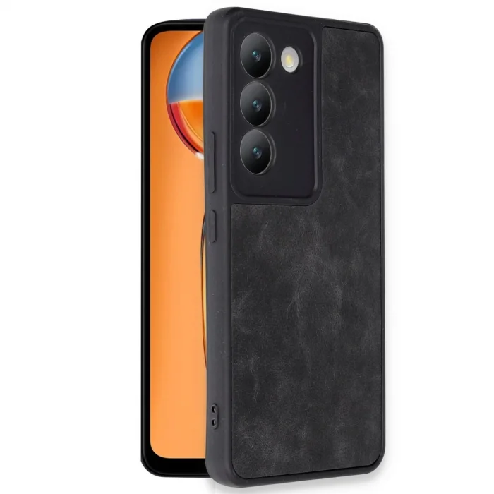 Vivo V30 Lite 4g Kılıf Aras Deri Kapak - Siyah