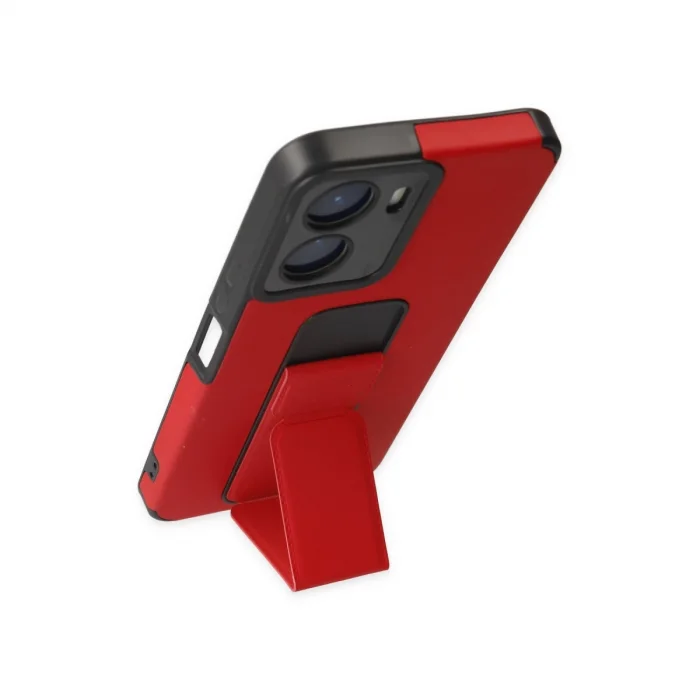 Vivo Y16 Kılıf Mega Standlı Silikon - Kırmızı