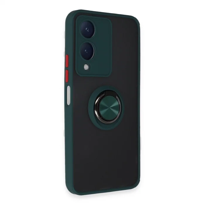 Vivo Y17s Kılıf Montreal Yüzüklü Silikon Kapak - Yeşil