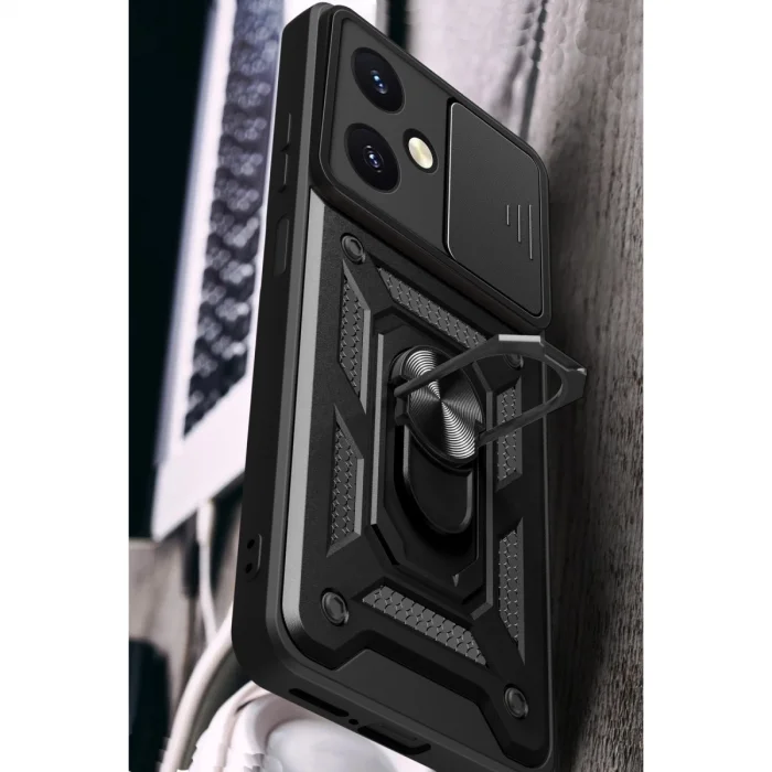 Vivo Y27 Kılıf Pars Lens Yüzüklü Silikon - Lacivert