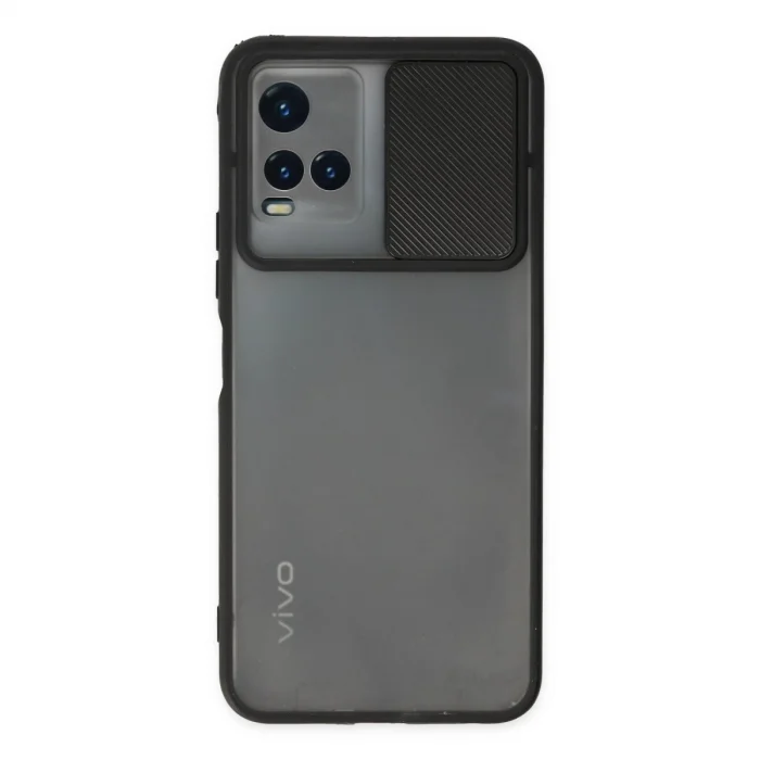 Vivo Y33s Kılıf Palm Buzlu Kamera Sürgülü Silikon - Siyah