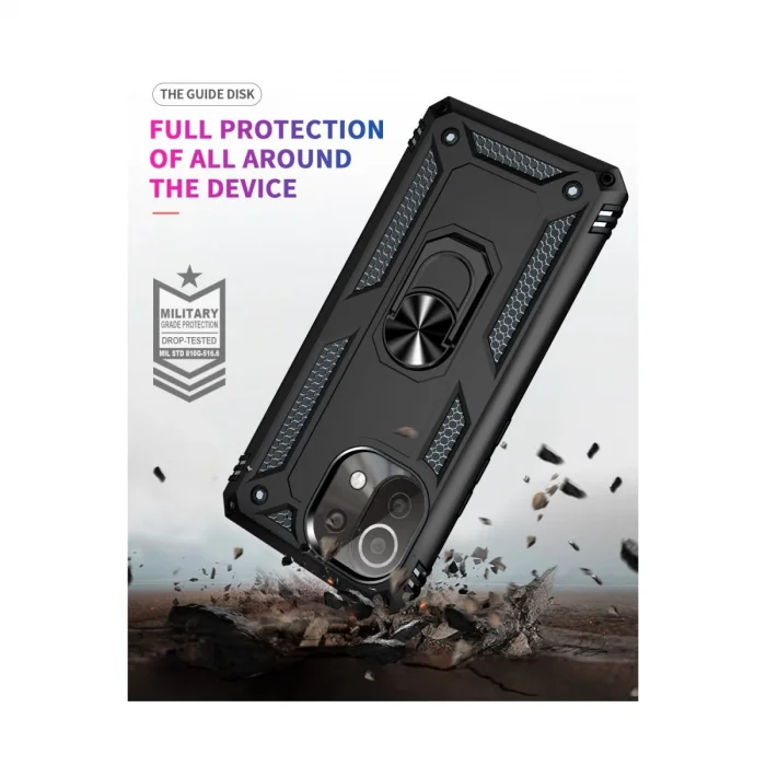 Xiaomi Mi 11 Lite Kılıf Sofya Yüzüklü Silikon Kapak - Siyah