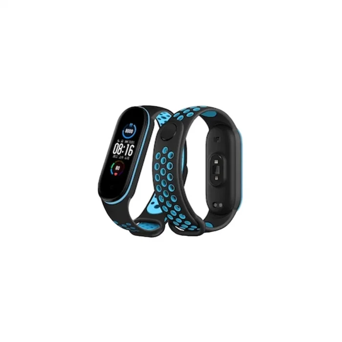 Xiaomi Mi Band 6 Spor Delikli Kordon - Siyah-mavi