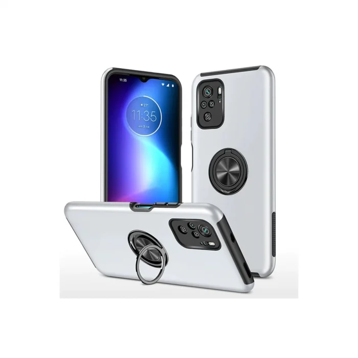 Xiaomi Poco F3 Kılıf Elit Yüzüklü Kapak - Gümüş