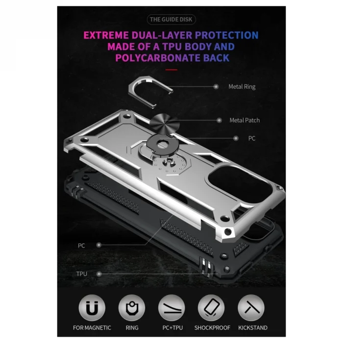 Xiaomi Poco F3 Kılıf Sofya Yüzüklü Silikon Kapak - Gümüş