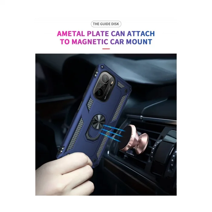 Xiaomi Poco F3 Kılıf Sofya Yüzüklü Silikon Kapak - Lacivert