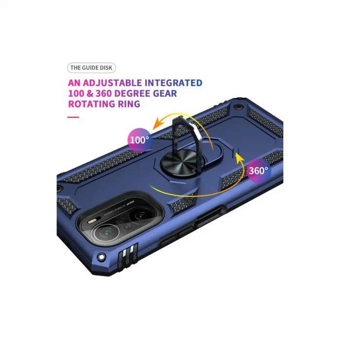 Xiaomi Poco F3 Kılıf Sofya Yüzüklü Silikon Kapak - Lacivert