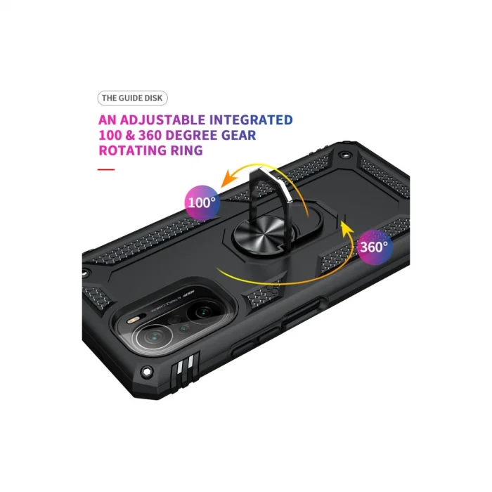 Xiaomi Poco F3 Kılıf Sofya Yüzüklü Silikon Kapak - Siyah