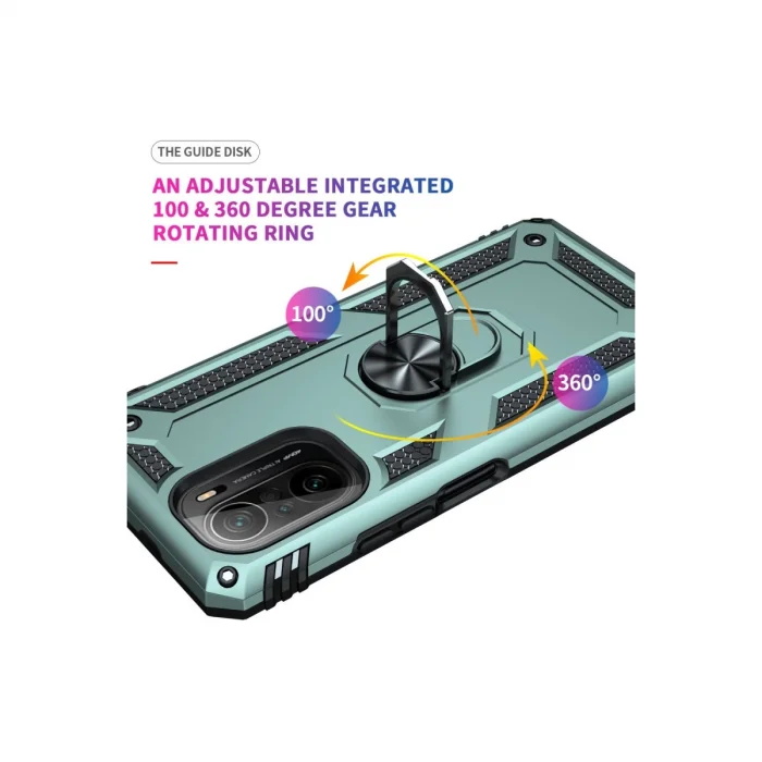 Xiaomi Poco F3 Kılıf Sofya Yüzüklü Silikon Kapak - Yeşil