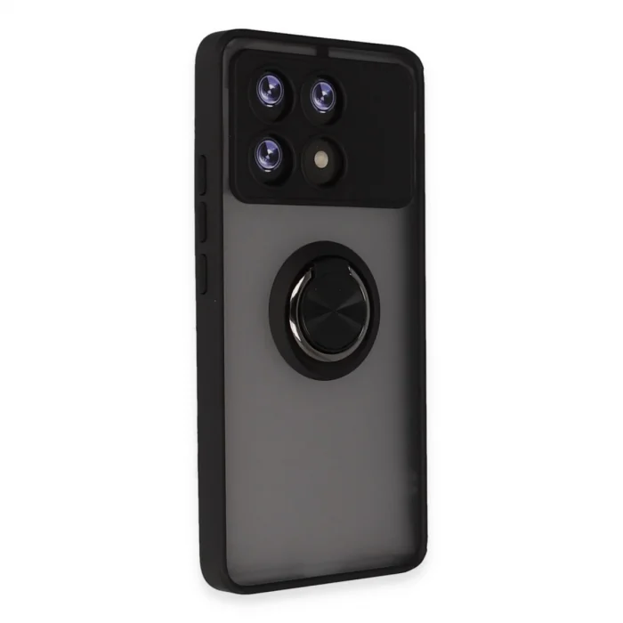 Xiaomi Poco X6 Pro Kılıf Montreal Yüzüklü Silikon Kapak - Siyah