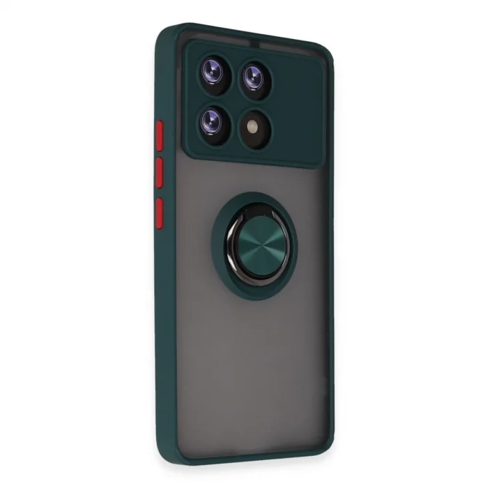 Xiaomi Poco X6 Pro Kılıf Montreal Yüzüklü Silikon Kapak - Yeşil