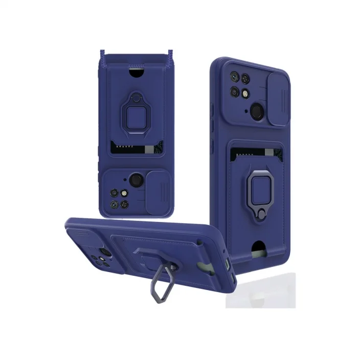 Xiaomi Redmi 10c Kılıf Zuma Kartvizitli Yüzüklü Silikon - Lacivert