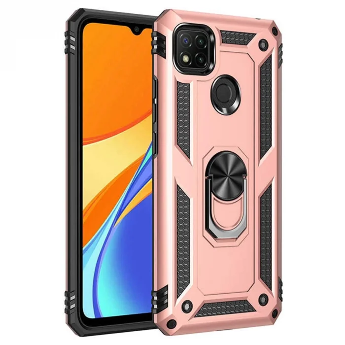 Xiaomi Redmi 9c Kılıf Sofya Yüzüklü Silikon Kapak - Rose