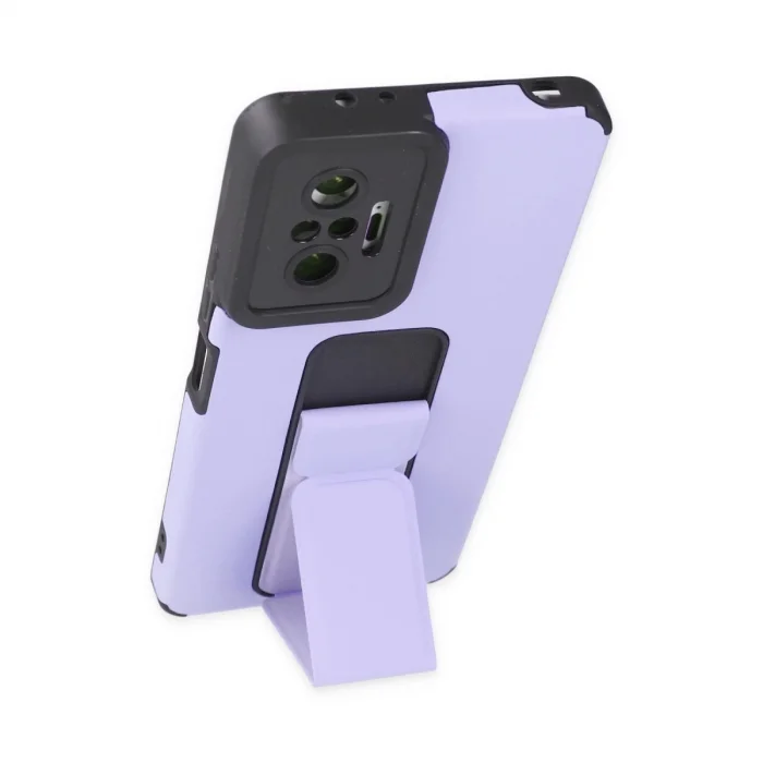 Xiaomi Redmi Note 10 Pro Kılıf Mega Standlı Silikon - Lila