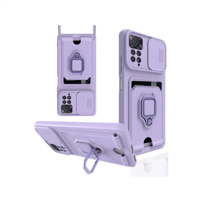Xiaomi Redmi Note 12 Pro 4g Kılıf Zuma Kartvizitli Yüzüklü Silikon - Lila