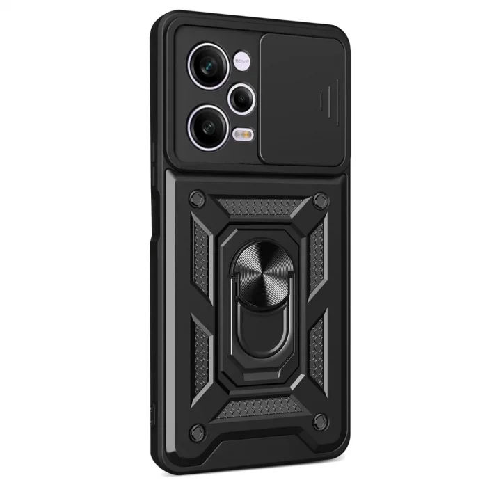 Xiaomi Redmi Note 12 Pro 5g Kılıf Pars Lens Yüzüklü Silikon - Siyah