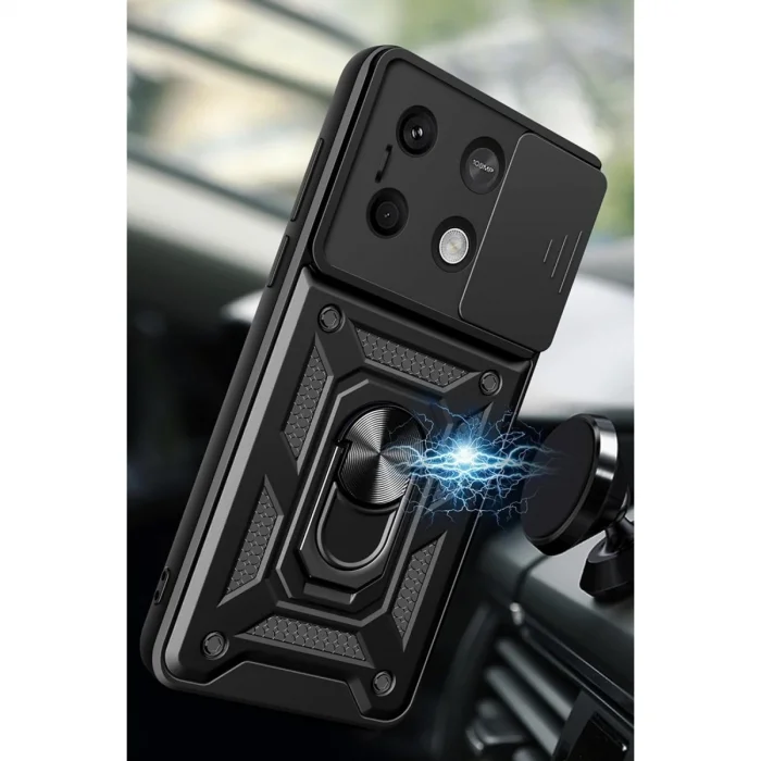 Xiaomi Redmi Note 13 4g Kılıf Pars Lens Yüzüklü Silikon - Siyah