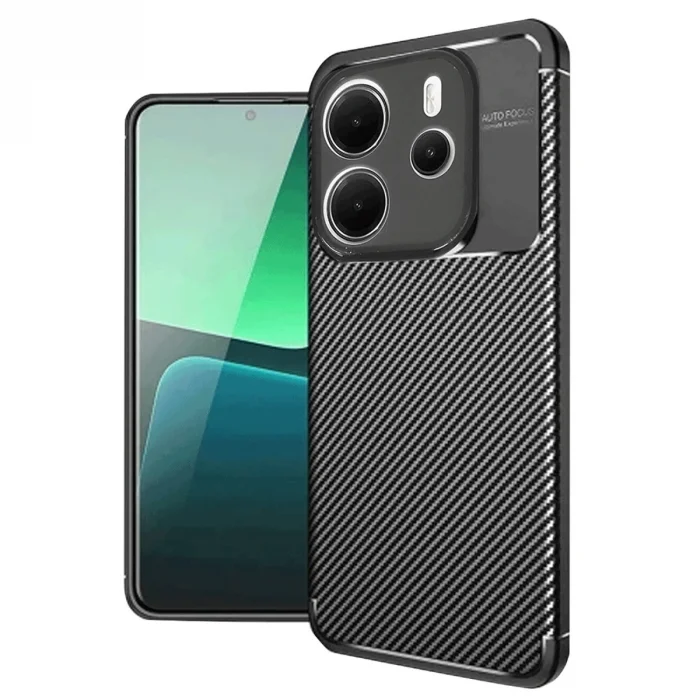 Xiaomi Redmi Note 14 4g Kılıf Auto Focus Karbon Kapak - Siyah