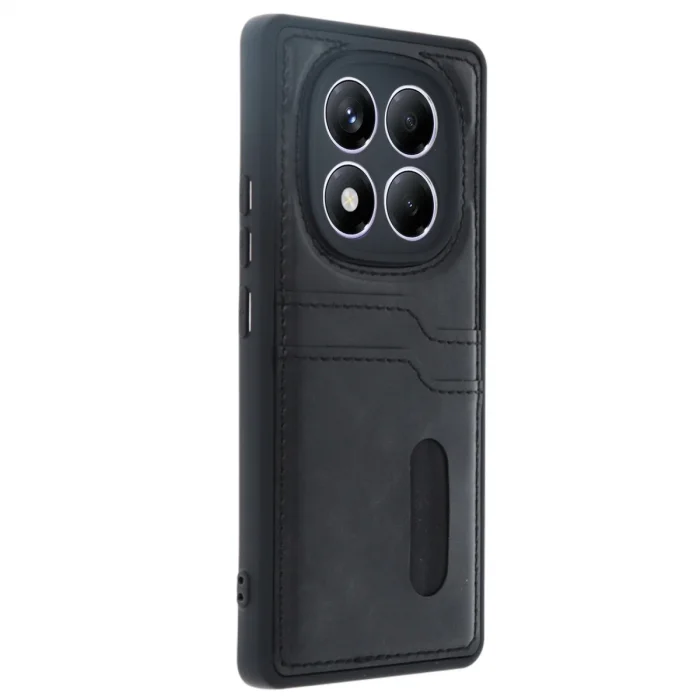 Xiaomi Redmi Note 14 Pro 4g Kılıf Sara Kartvizitli Deri Kılıf - Siyah