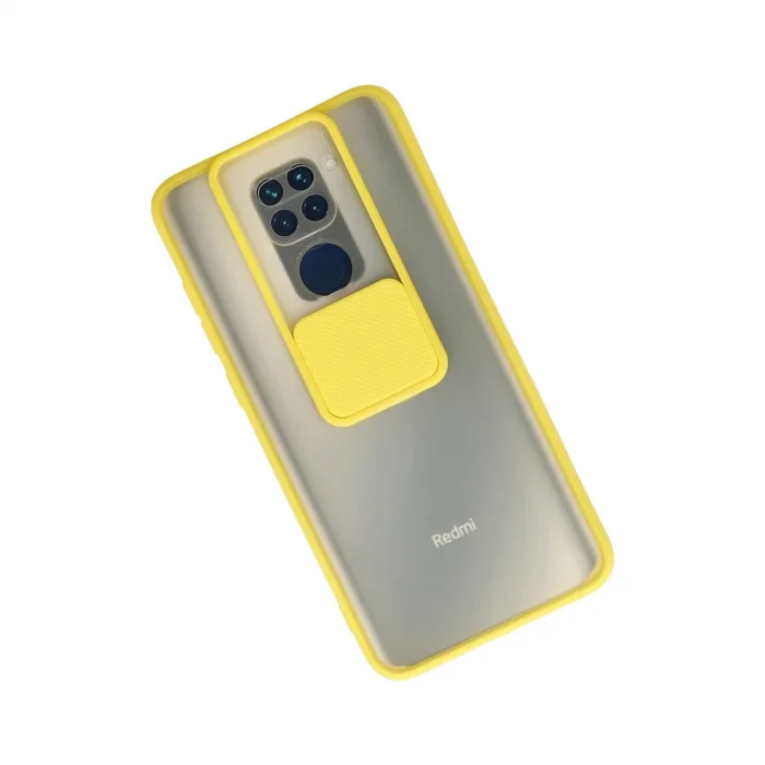 Xiaomi Redmi Note 9 Kılıf Palm Buzlu Kamera Sürgülü Silikon - Sarı