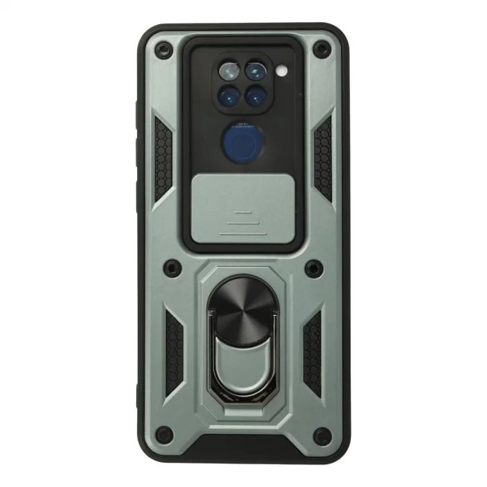 Xiaomi Redmi Note 9 Kılıf Pars Lens Yüzüklü Silikon - Yeşil