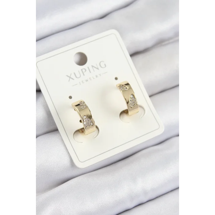 Xuping Zirkon Taşlı Desenli Halka Model Gold Renk Kadın Küpe